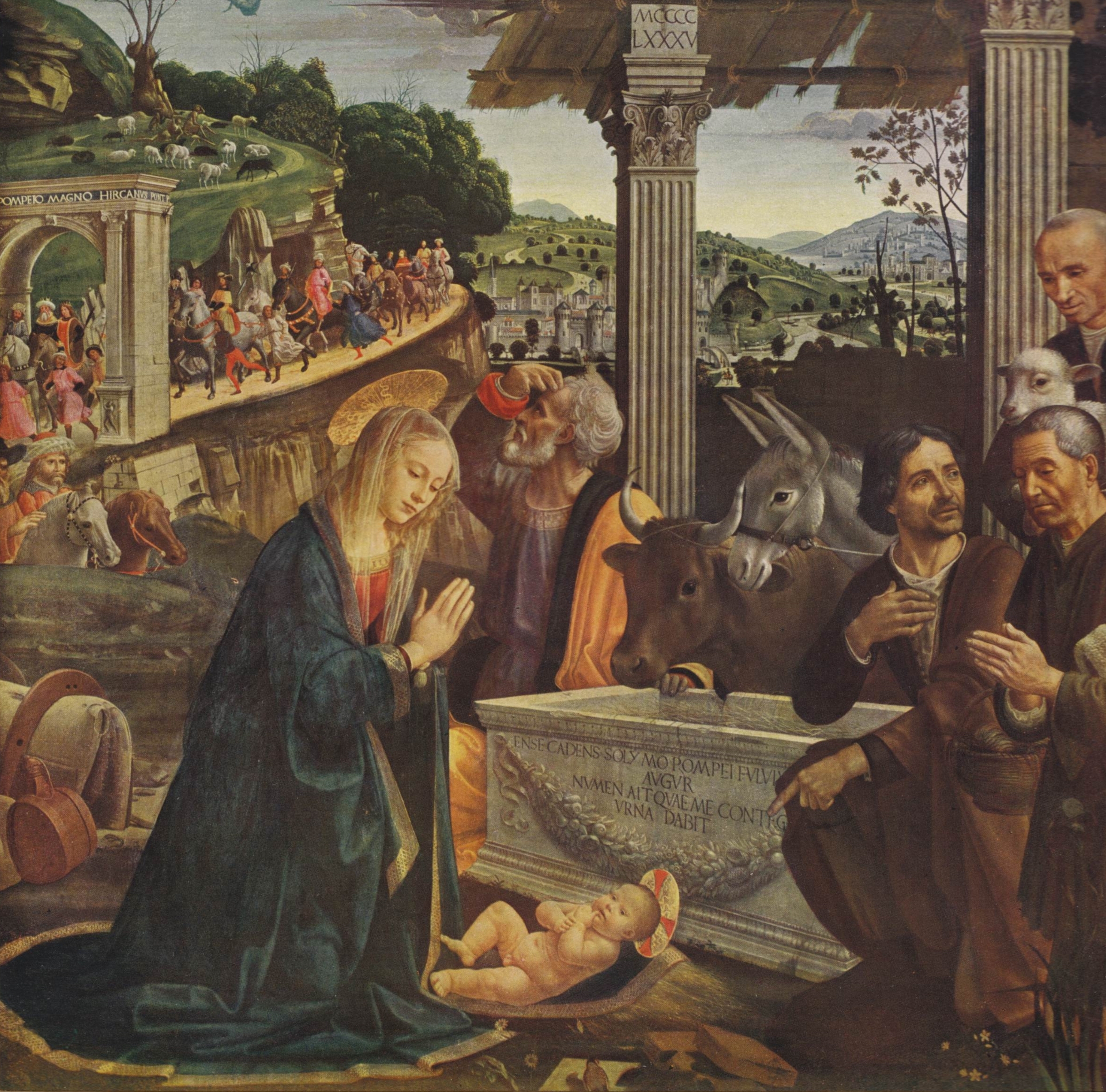 Painting by Ghirlandaio showing the Adoration of the Shepherds